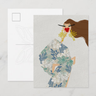 Verbluffende stijl Glam mode kunst ansichtkaart Briefkaart