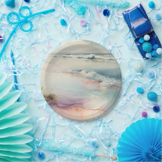 Verbluffende strandscène papieren bordje (Feest)