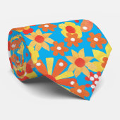 Verbluffende stropdas: Ditzy Oranje bloemmotief Stropdas (Opgerold)