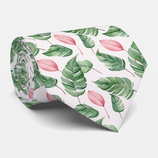 Verbluffende Stropdas met Exotic Leaves Pattern (Opgerold)