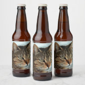 Verbluffende tabby Cat Close Artistic Portrait Bier Etiket (Flessen)