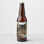 Verbluffende tabby Cat Close Artistic Portrait Bier Etiket (Voorkant)