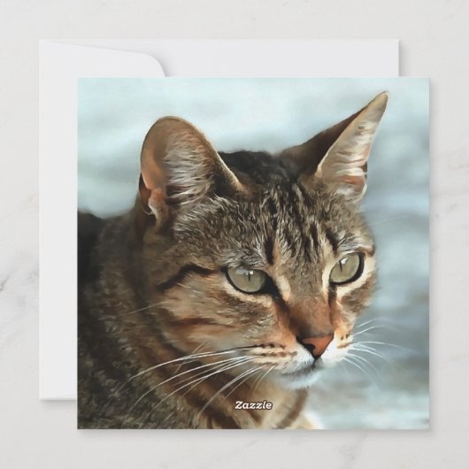 Verbluffende tabby Cat Close Artistic Portrait Feestdagenkaart (Achterkant)