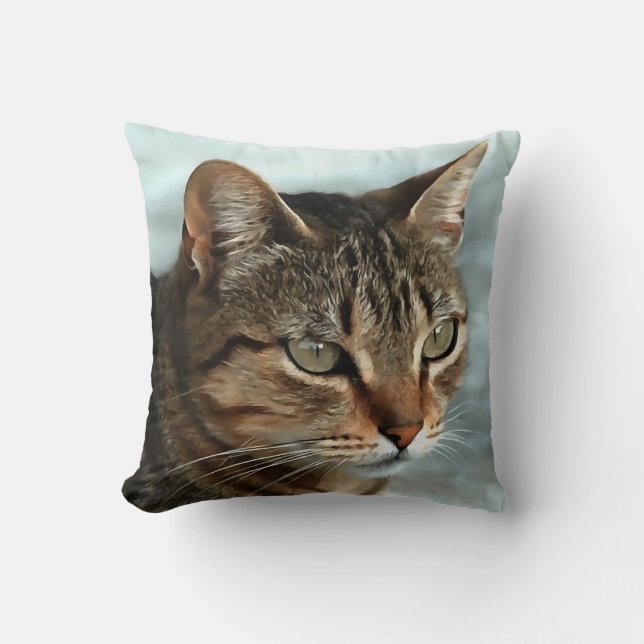Verbluffende tabby Cat Close Artistic Portrait Kussen (Voorkant)