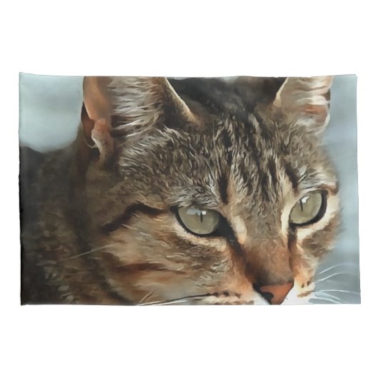 Verbluffende tabby Cat Close Artistic Portrait Kussensloop (Achterkant-Rechts)