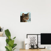 Verbluffende tabby Cat Close Artistic Portrait Poster (Thuiskantoor)