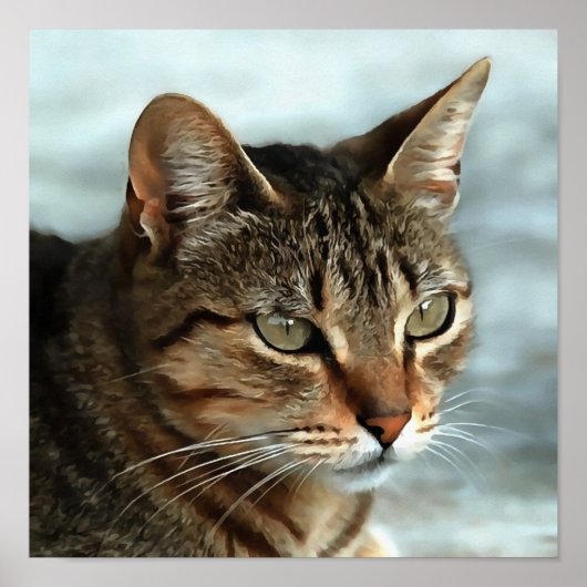 Verbluffende tabby Cat Close Artistic Portrait Poster (Voorkant)