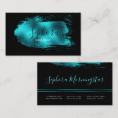Verbluffende Teal Metallic Folie Verfstreek Visitekaartje (Voorkant / Achterkant)
