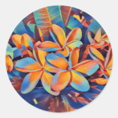Verbluffende tropische frangipanis ronde sticker (Voorkant)