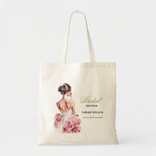 Verbluffende trouwjurk bruidsuitnodiging op een bu tote bag (Voorkant)