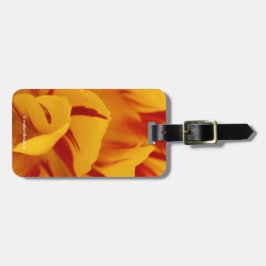 Verbluffende tweetonige rode gele monsellabuizen bagagelabel