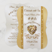 Verbluffende uitnodigingen voor gouden huwelijksju (Voorkant / Achterkant)