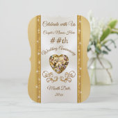 Verbluffende uitnodigingen voor gouden huwelijksju (Staand voorkant)