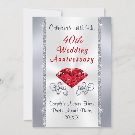 Verbluffende uitnodigingen voor het 40-jarig huwel (Voorkant)