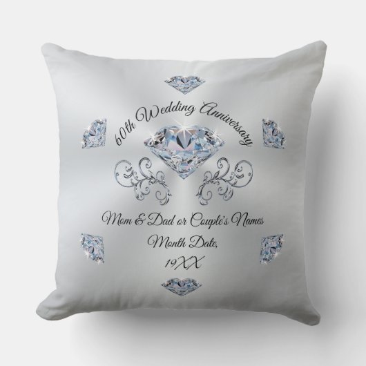 Verbluffende unieke 60e bruiloft Jubileum geschenk Kussen (Voorkant)