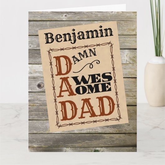 Verbluffende Vader Western Thema Aangepaste Naamka Kaart (Voorkant)