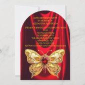 Verbluffende Verjaardag Red Gold Jewel Butterfly Kaart (Achterkant)