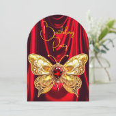 Verbluffende Verjaardag Red Gold Jewel Butterfly Kaart (Staand voorkant)