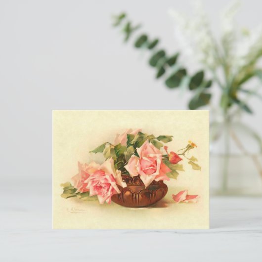 Verbluffende Victoriaans Rozen in Bowl Catherine K Briefkaart (Staand voorkant)