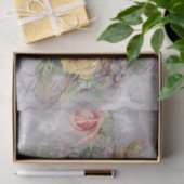 Verbluffende Victoriaans Rozen op een zilveren ach Tissuepapier (Geschenk)