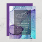 Verbluffende Violet Aqua Vloeibare Abstracte Inkt  (Voorkant / Achterkant)