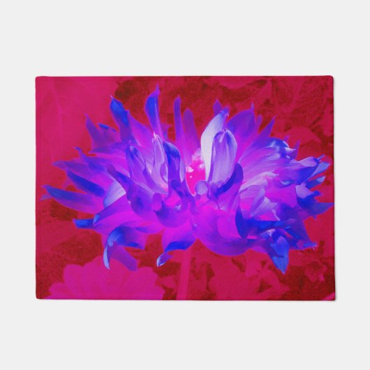 Verbluffende Violet Blue en hot-roze Cactus Dahlia Deurmat (Voorkant)