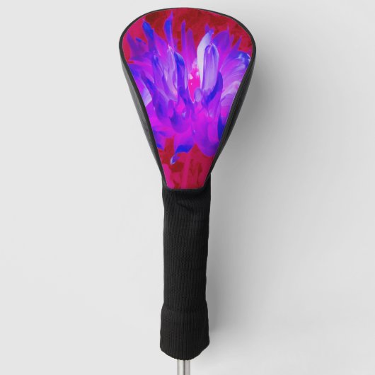 Verbluffende Violet Blue en hot-roze Cactus Dahlia Golfheadcover (Voorkant)