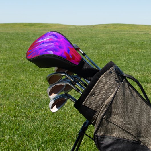 Verbluffende Violet Blue en hot-roze Cactus Dahlia Golfheadcover (Insitu)