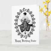 Verbluffende  vrouw Black Lace Verjaardag Zuster Kaart (Gele Bloem)