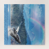 Verbluffende walvis die de regenboogpuzzel breekt legpuzzel (Horizontaal)