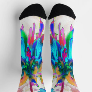 Verbluffende Watercolor Regenboog Cactus Dahlia Sokken