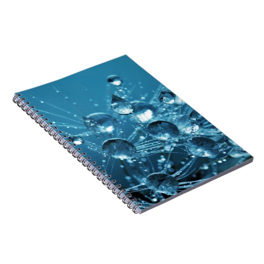 Verbluffende waterdruppels blauw Notitieboek (Rechterzijde)