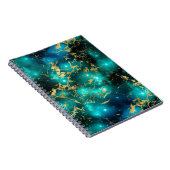 Verbluffende Waterverf Groene en goudmarmer Melkwe Notitieboek (Rechterzijde)