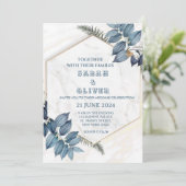 Verbluffende Waterverf huwelijksuitnodiging in Sha Kaart (Staand voorkant)