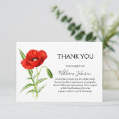 Verbluffende Waterverf Poppy Begrafenis Bedankkaart (Staand voorkant)