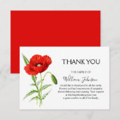 Verbluffende Waterverf Poppy Begrafenis Bedankkaart (Voorkant / Achterkant)