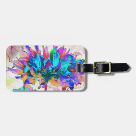 Verbluffende Waterverf regenboog Cactus Dahlia Bagagelabel (Voorkant horizontaal)
