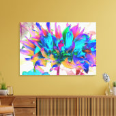 Verbluffende Waterverf regenboog Cactus Dahlia Canvas Afdruk (Insitu (Woonkamer))