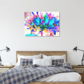 Verbluffende Waterverf regenboog Cactus Dahlia Canvas Afdruk (Insitu (Slaapkamer))