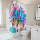 Verbluffende Waterverf regenboog Cactus Dahlia Douchegordijn (In situ)