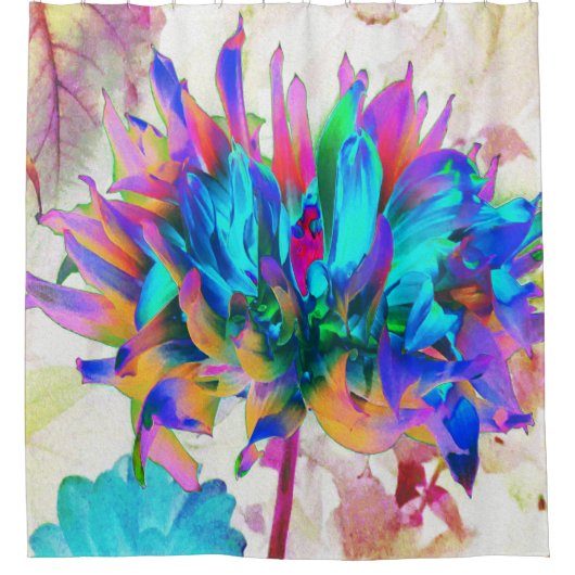 Verbluffende Waterverf regenboog Cactus Dahlia Douchegordijn (Voorkant)