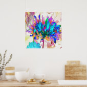 Verbluffende Waterverf regenboog Cactus Dahlia Poster (Keuken)