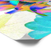 Verbluffende Waterverf regenboog Cactus Dahlia Poster (Hoek)