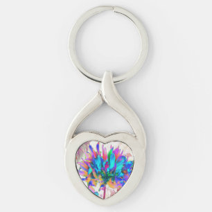 Verbluffende Waterverf regenboog Cactus Dahlia Sleutelhanger