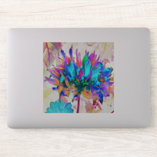 Verbluffende Waterverf regenboog Cactus Dahlia Sticker (Computer)