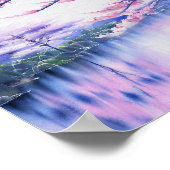 Verbluffende Waterverf Sakura Cherry Blossom Paint Poster (Hoek)