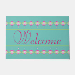 Verbluffende welkomstvlek in Blauwgroen met hartpa Deurmat