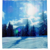 Verbluffende winterbomen en sneeuwlandschap douchegordijn (Voorkant)