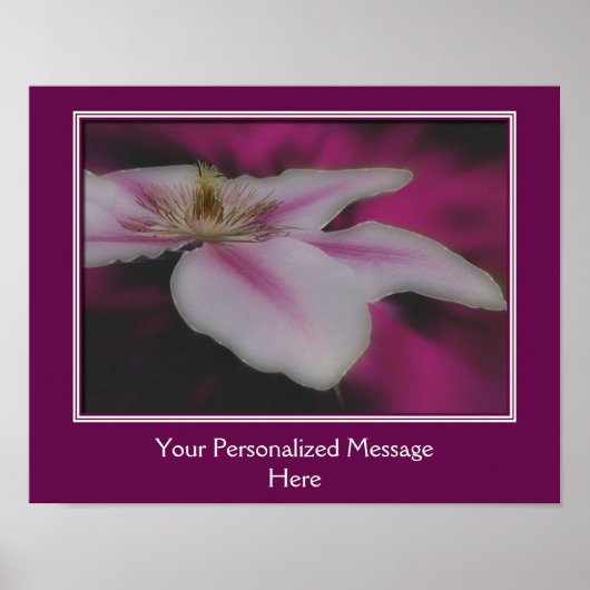 Verbluffende Witte Clematis Bloem Persoonlijk Poster (Voorkant)