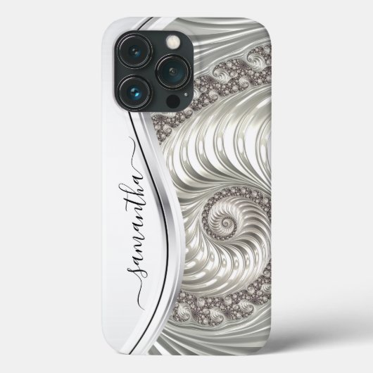 Verbluffende witte metalen handgeschreven monogram Case-Mate iPhone case (Achterkant)